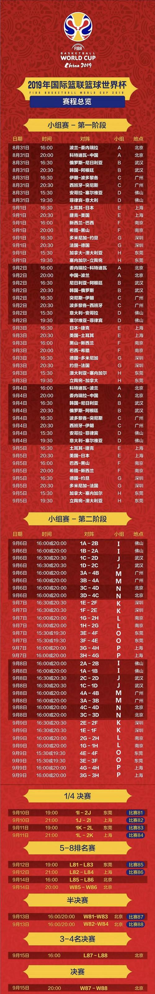 中国篮球赛程